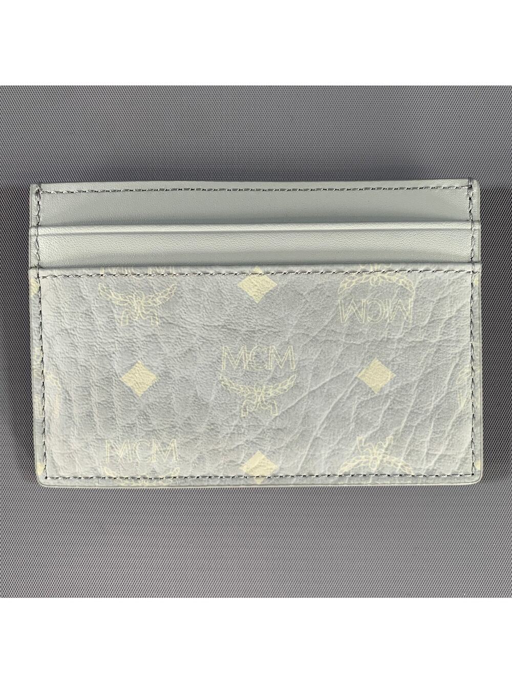 MCM Grey Logo Leather Card Case